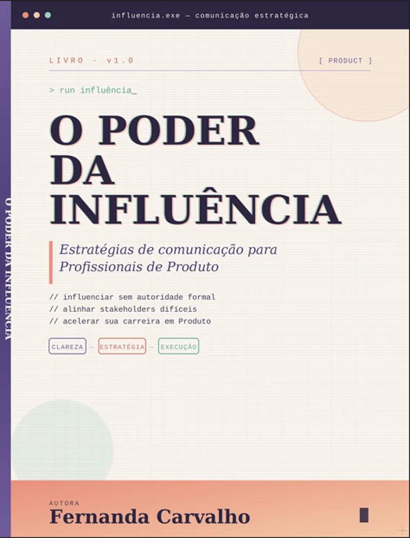 Capa do livro O Poder da Influência, de Fernanda Carvalho — estratégias de comunicação para Product Managers influenciarem stakeholders sem autoridade formal.